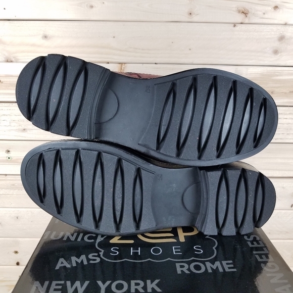 Men's Boots 10M 100% Genuine Leather Burgundy Biker Paul Branco Side Zip Lace-up - Picture 6 of 10